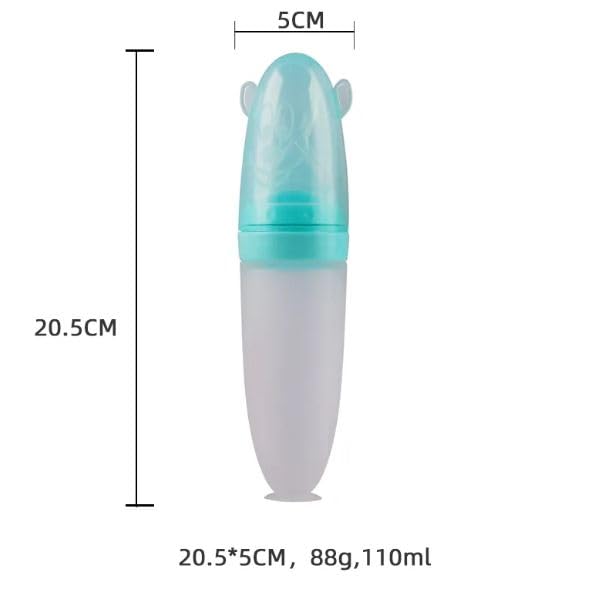 Rozatech Combo of Reusable Fruit Feeder, Baby Feeding Silicone Bottle with Sleeve, 110ml and Baby Finger Brush