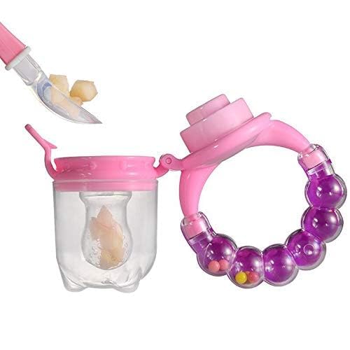 Rozatech Combo of Reusable Fruit Feeder, Baby Feeding Silicone Bottle with Sleeve, 110ml and Baby Finger Brush