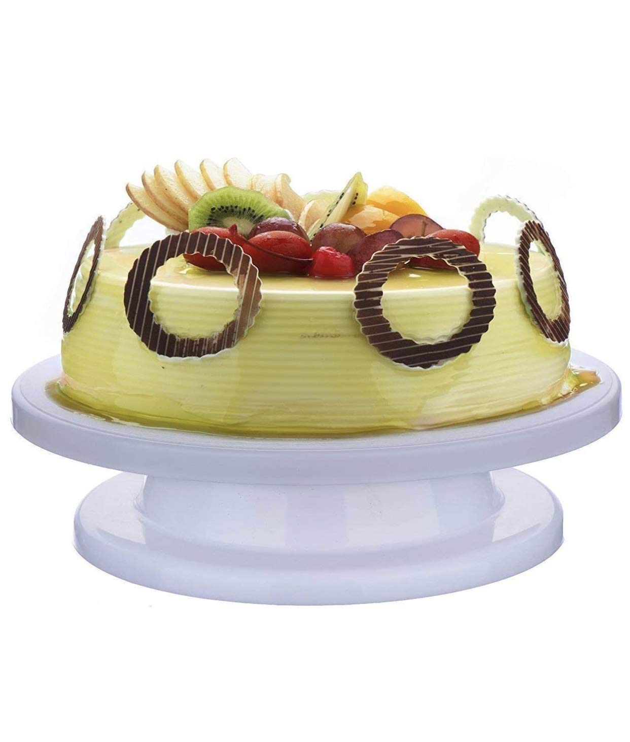 Rozatech Combo of 1 PC Cake Stand | Turntable | Revolving Cake Decorating Stand and 1 PC Silicone Spatula ( 1 Pc Cake Stand and 1 Pc Spatula )