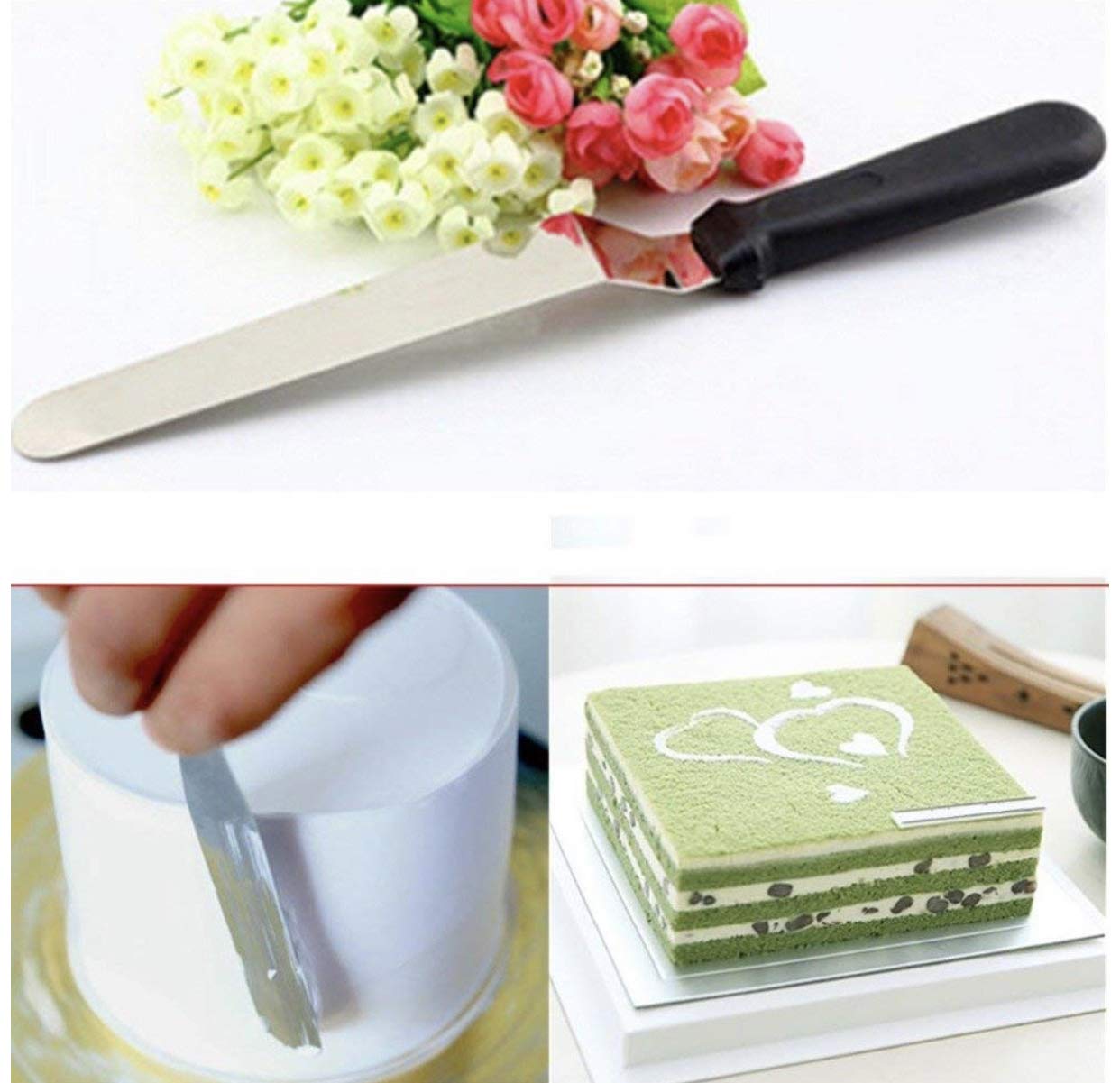 Rozatech 10” Angular Cake Palette Knife | Steel Icing Spatula | Cake Knife | Cream Icing Frosting Spatula | Baking Kitchen Pastry Cake Decoration Tool (1 PC , Stainless Steel)