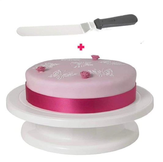 Rozatech Cake Stand | Turntable | Revolving Cake Decorating Stand with 1 PC Cake Knife (1 Pc Cake Stand and 1 Pc Cake Knife)