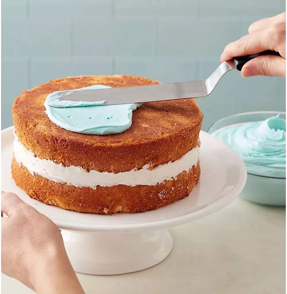 Rozatech 10” Angular Cake Palette Knife | Steel Icing Spatula | Cake Knife | Cream Icing Frosting Spatula | Baking Kitchen Pastry Cake Decoration Tool (1 PC , Stainless Steel)