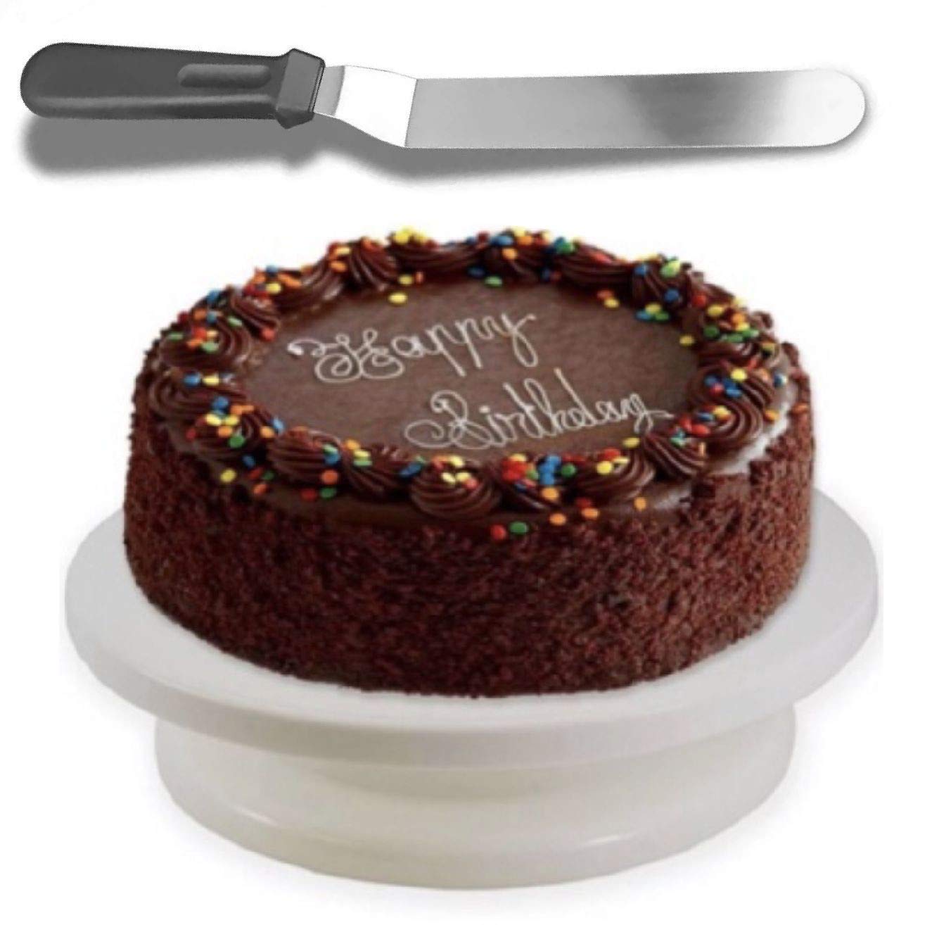 Rozatech Cake Stand | Turntable | Revolving Cake Decorating Stand with 1 PC Cake Knife (1 Pc Cake Stand and 1 Pc Cake Knife)