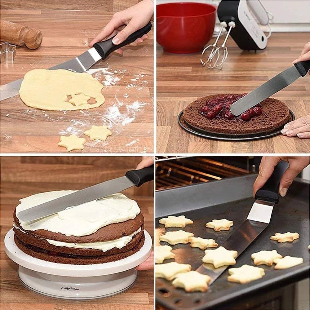 Rozatech 10” Angular Cake Palette Knife | Steel Icing Spatula | Cake Knife | Cream Icing Frosting Spatula | Baking Kitchen Pastry Cake Decoration Tool (1 PC , Stainless Steel)