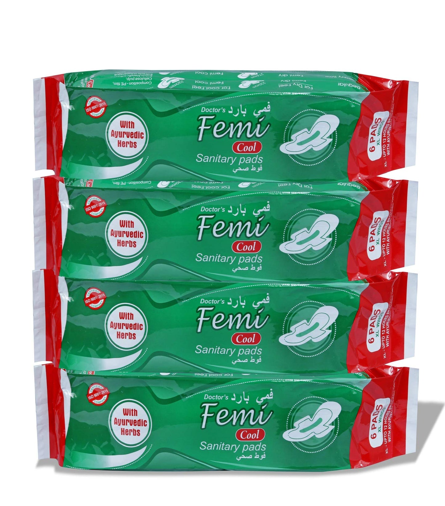 Rozatech Femi Cool Medicated Sanitary Pad With Ayurvedic Herbs|Pain Relief|Rash Free|With Wings-Xl (Pack of 24 Pads)